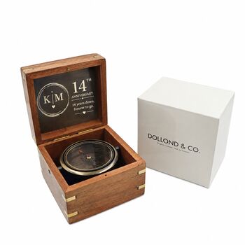 Personalised 11th To 20th Anniversary Heritage Gimbal Compass, 9 of 12