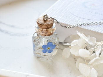 Cremation Ashes Bottle Necklace With Forget Me Nots, 5 of 8