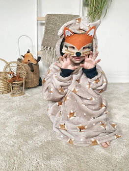 Snuggle / Blanket Hoodie Infant Kids Junior In Mink Fox, 2 of 4