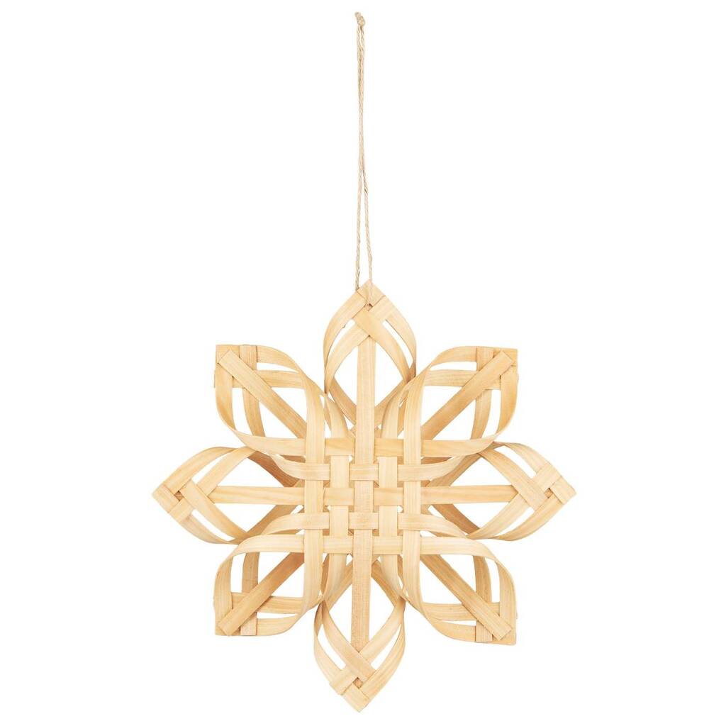 Scandi Braided Wood Snowflake Decoration | Two Sizes, 1 of 3