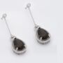 Long Smoky Quartz Pear Drop Sterling Silver Earrings, thumbnail 2 of 3