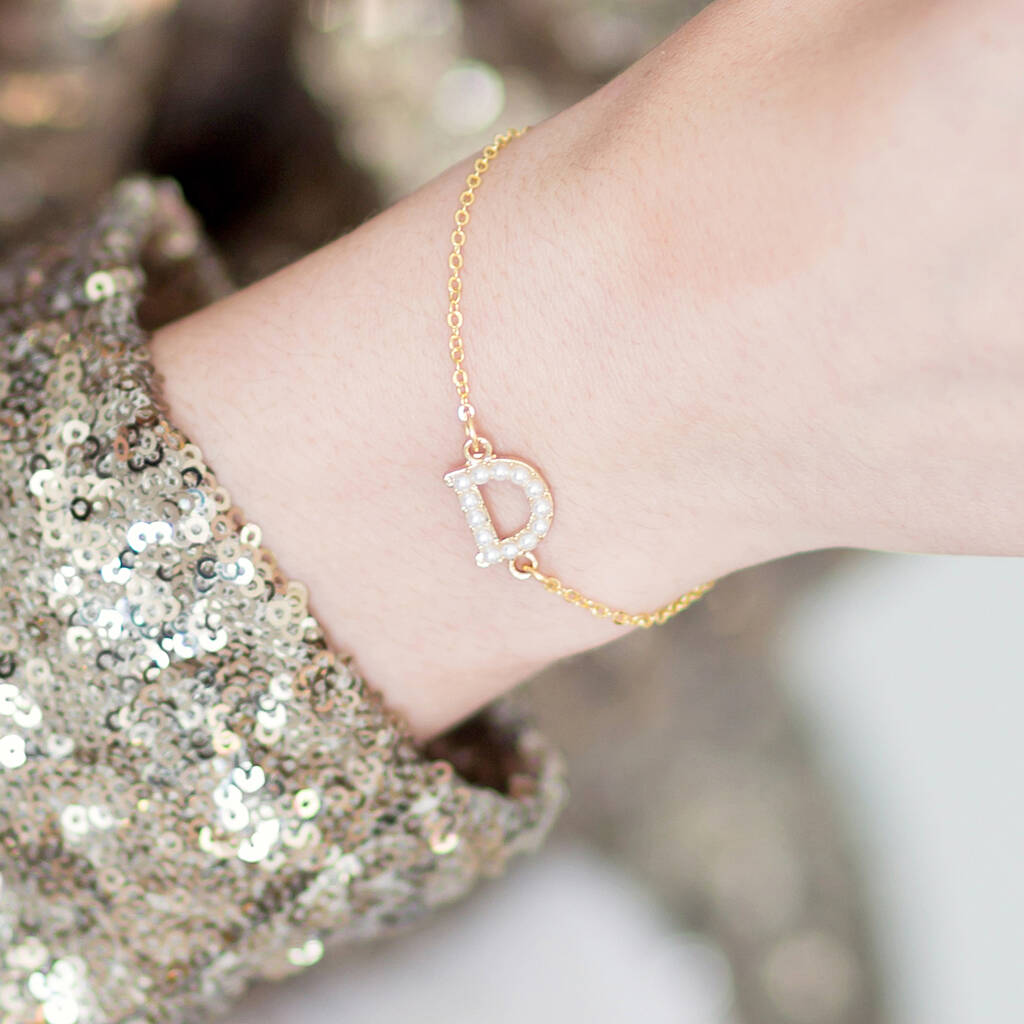 Personalised Bridesmaid Pearl Initial Bracelet, 1 of 9
