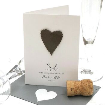 3rd Leather Heart Wedding Anniversary Card, 3 of 3
