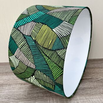 Jadeite Green Geometric Drum Lampshades, 2 of 10