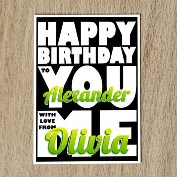 Personalised Names Birthday Card With Message, 8 of 8