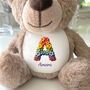 Personalised Flower Alphabet Brown New Baby Teddy Bear, thumbnail 4 of 5