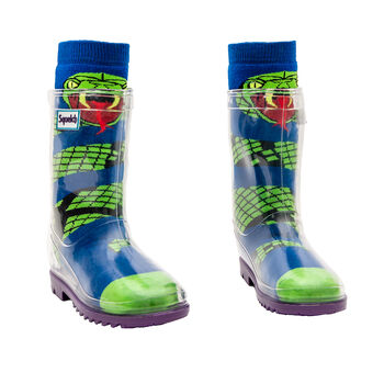 Squelch Transparent Wellies And Three Sock Set Snake, 6 of 6