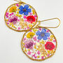Medium Earrings With Real Pink Flowers In Silver Or Gold, thumbnail 2 of 10