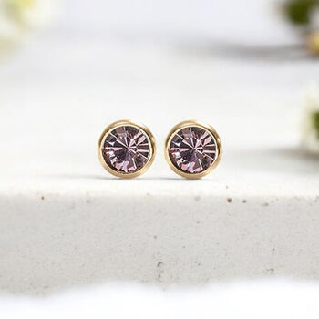 Yellow Gold Plated June Alexandrite Birthstone Stud Earrings, 3 of 8