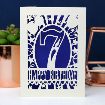 Child's Papercut Age Birthday Balloons Card, 3 of 4