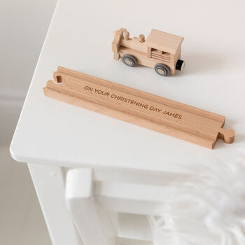 Personalised Christening Wooden Train Track And Engine, 2 of 4
