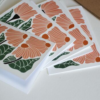 Floral Trio Linocut Notecards Set Of Eight, 2 of 7