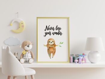 Never Lose Your Wonder Sloth Print, 2 of 5