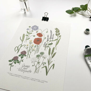 Set Of Two Wildflower And Meadow Grass Charts Prints, 2 of 3