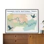 Personalised Thames Path Map Art Print, thumbnail 1 of 9