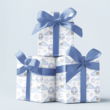 Hot Air Balloon Gift Wrapping Paper Available In Blue Or Pink, 3 of 10