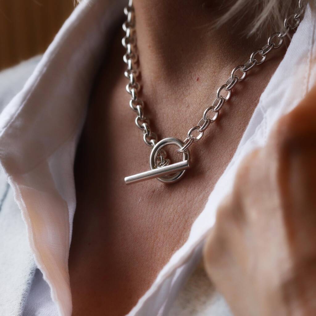Heavy Weight Chunky Silver T Bar Necklace By Morgan & French |  notonthehighstreet.com