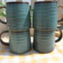 Set Of Four Reactive Glaze Brûlée Mugs In Lagoon Blue And Dark Chocolate, thumbnail 4 of 7