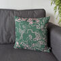 Spring Green And Pink Floral Sketch Cushion, thumbnail 1 of 4