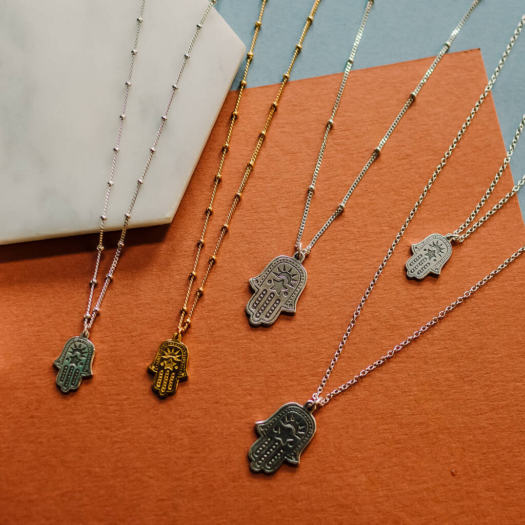 24ct Gold Plated Hamsa Necklace By Gemma McGuinness Jewellery