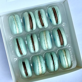 Baby Shower Boy Blue Personalised Macarons Gift Box Of 12, 3 of 3