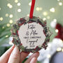 First Christmas Engaged Wooden Wreath Decoration Ornament, thumbnail 4 of 6