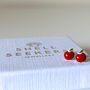 Red Enamel Apple Stud Earrings, thumbnail 1 of 7