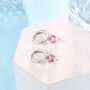 Pink Heart Cz Huggie Hoop In Sterling Silver, thumbnail 7 of 12
