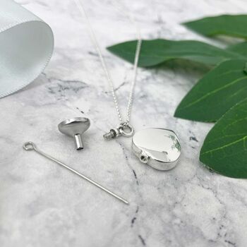 Personalised Sterling Silver Engraved Heart Cremation Ashes Urn Necklace, 9 of 12