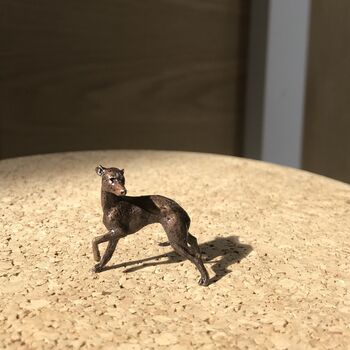 Miniature Bronze Whippet Sculpture 8th Anniversary Gift, 7 of 11