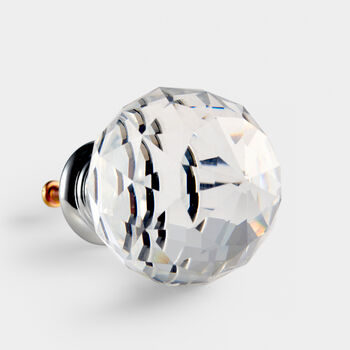 Clear Faceted Chrome Crystal Glass Cupboard Door Knob, 5 of 9
