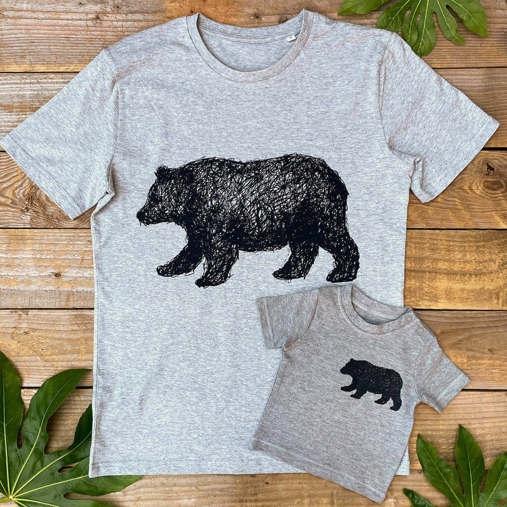 Bear Father And Child Organic T Shirt Set, 1 of 4
