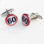 60 Mph Speed Sign Cufflinks, thumbnail 3 of 4