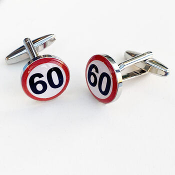60 Mph Speed Sign Cufflinks, 3 of 4