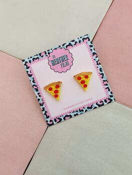 Pizza Slice Glitter Stud Earrings / Fun Food Jewellery / Gift For Her / Pizza Party Jewellery, 4 of 5