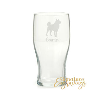 Personalised Norwegian Elkhound Dog Engraved Glass, 3 of 7