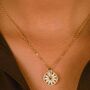 Round Compass Sunflower Indie Boho Pendant Necklace, thumbnail 1 of 5