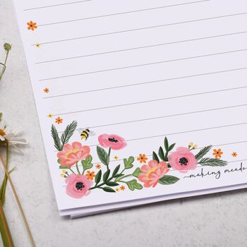 A5 Letter Writing Paper With Pink Florals Design, 2 of 4