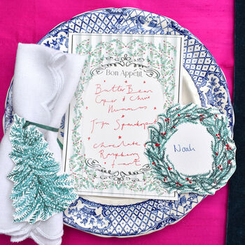 Festive Holly Menu And Place Card Set, 4 of 9