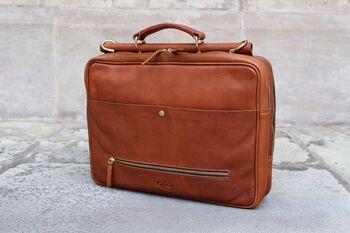 Tan Leather Briefcase Laptop Bag, 6 of 12