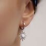 White Opal Sun Drop Hoop Earring Sterling Silver, thumbnail 1 of 10