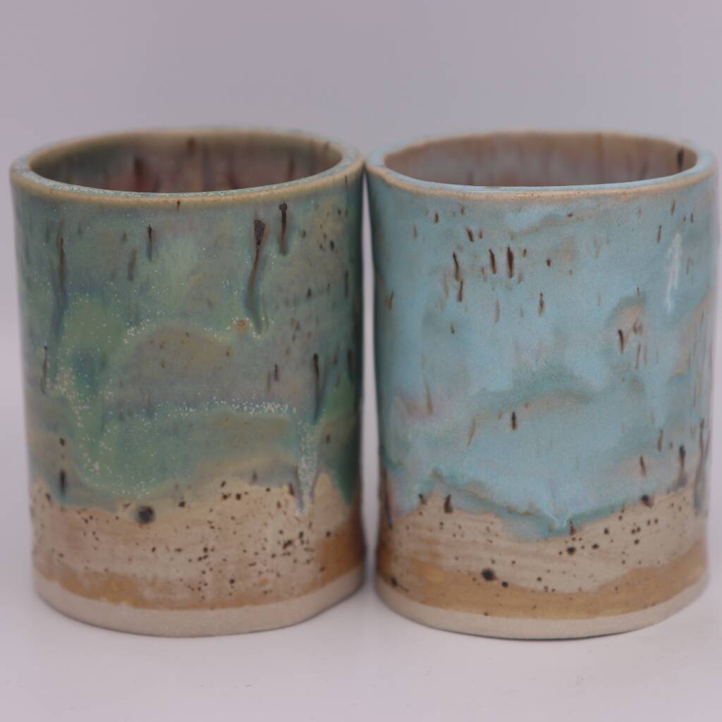 Handmade Ceramic Tumbler Blue Or Green By Sparrows Nest Ceramics