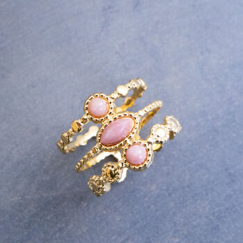 Non Tarnish Layered Cluster Pink Stone Adjustable Ring, 2 of 10
