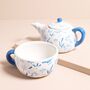 Mother's Day Blue Debossed Floral Teapot And Cup Set, thumbnail 2 of 5