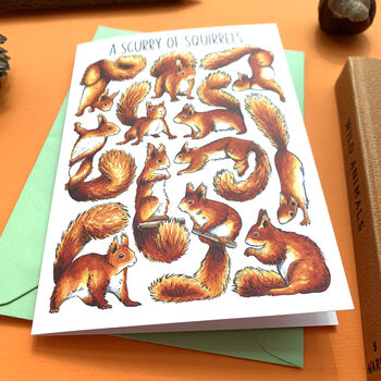 Red Squirrels Watercolour Greeting Card, 2 of 8