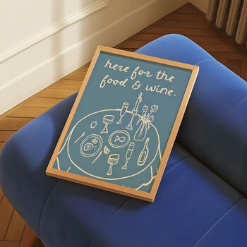Here For The Food And Wine Illustrated Wall Art Print, 3 of 11