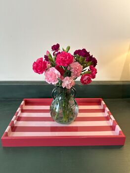 Pink And Red Striped Decorative Tray With Handles, 4 of 5