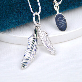 Personalised Silver Two Feather Necklace, 5 of 10