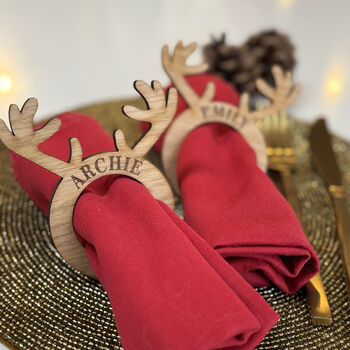 Personalised Reindeer Antler Napkin Rings, 9 of 10