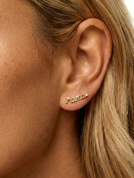 Gold Or Silver Mama Script Stud Earrings, 2 of 4